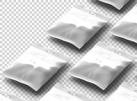 Render of resealable zip-lock bag with hanging hole on transparent background Stock Illustration