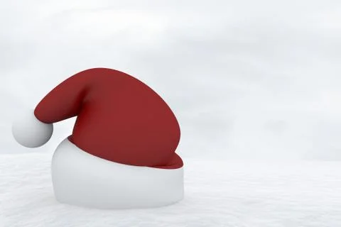 Render of a santa hat isolated in white background  snow Ilustración de archivo
