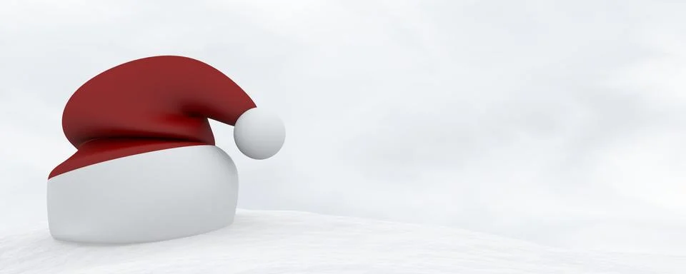 Render of a santa hat isolated in white background  snow Stock Illustration