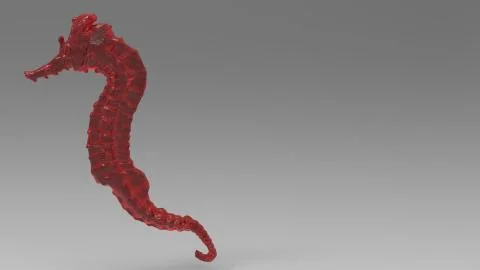 Render sculpt 3d Side view of a Common red metal Seahorse with swabs. Stop oc Stock Illustration