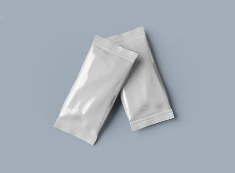 Render of a sealed ice-cream packaging bag on a light background Stock Illustration