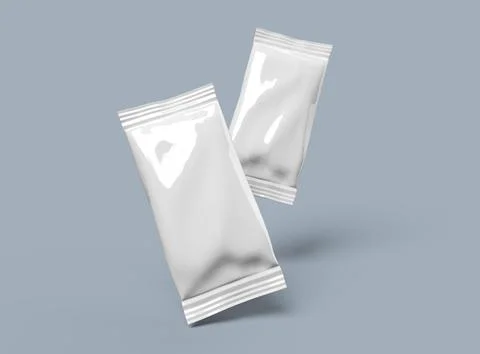 Render of a sealed ice-cream packaging bag on a light background Stock Illustration