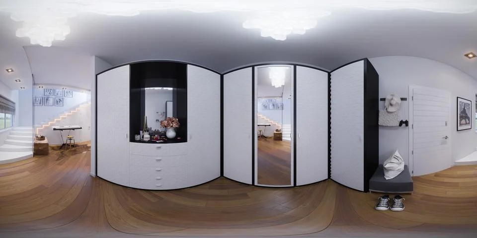 Render seamless panorama of hall Stock Illustration