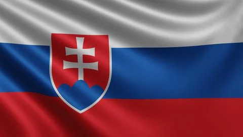 Render of the Slovakia flag flutters in the wind close-up, the national flag of Stock Illustration