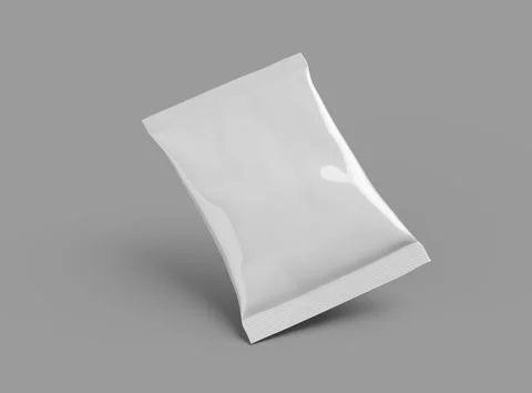 Render of small package for food snack, chips, peanuts on light background Stock Illustration