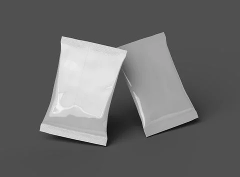 Render of small package for food snack, chips, peanuts on dark background Stock Illustration