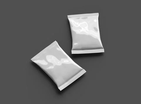 Render of small package for food snack, chips, peanuts on dark background Stock Illustration