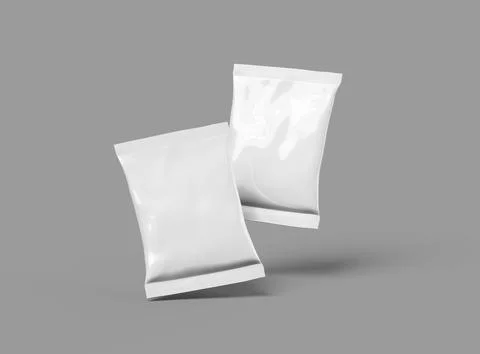 Render of small package for food snack, chips, peanuts on light background Stock Illustration