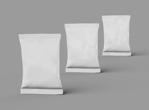 Render of small package for food snack, chips, peanuts on light background Stock Illustration