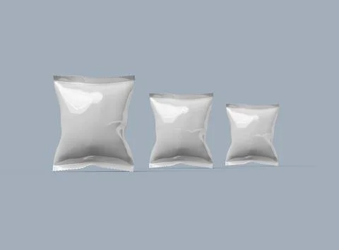 Render of a snack packaging bag with crimped edges on a light background Stock Illustration