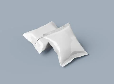 Render of a snack packaging bag with crimped edges on a light background Stock Illustration
