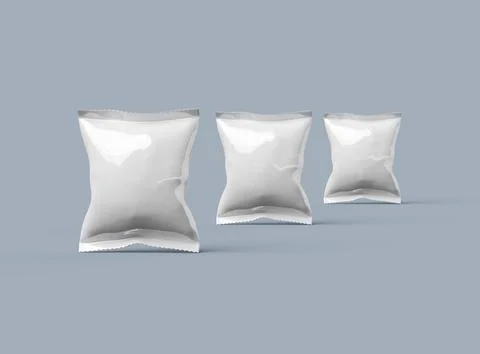 Render of a snack packaging bag with crimped edges on a light background Stock-Illustration
