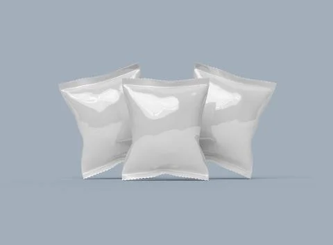 Render of a snack packaging bag with crimped edges on a light background Stock Illustration