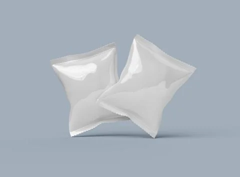 Render of a snack packaging bag with crimped edges on a light background Stock Illustration