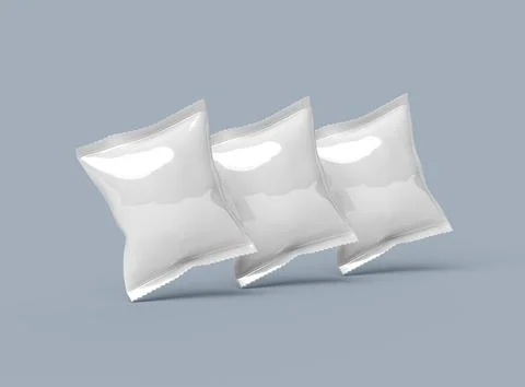 Render of a snack packaging bag with crimped edges on a light background Stock Illustration