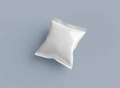 Render of a snack packaging bag with crimped edges on a light background Stock Illustration