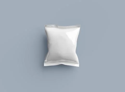 Render of a snack packaging bag with crimped edges on a light background Stock Illustration