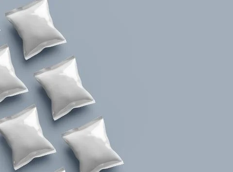 Render of a snack packaging bag with crimped edges on a light background Stock Illustration