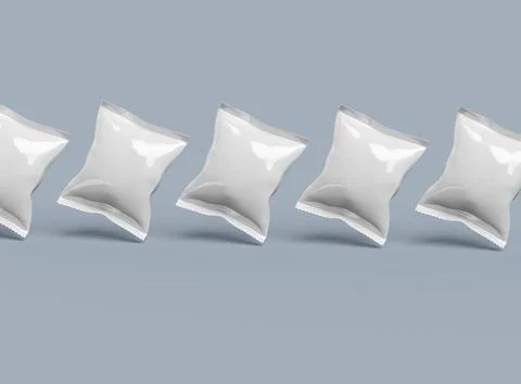 Render of a snack packaging bag with crimped edges on a light background Stock Illustration