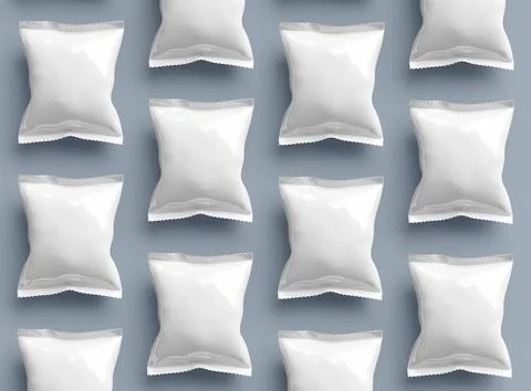 Render of a snack packaging bag with crimped edges on a light background Stock Illustration