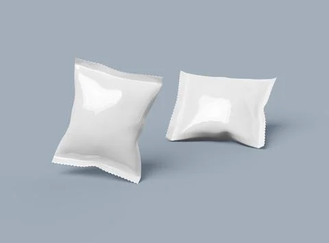 Render of a snack packaging bag with crimped edges on a light background Stock Illustration