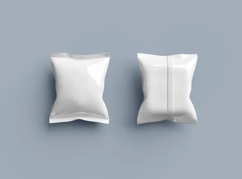 Render of a snack packaging bag with crimped edges on a light background Illustrazione stock