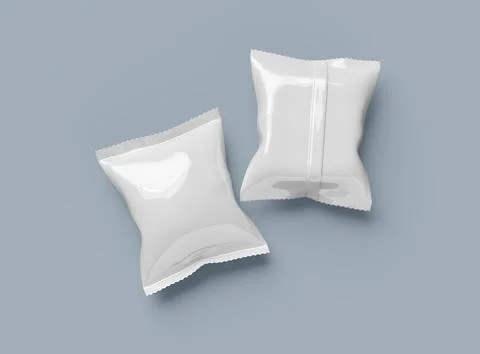 Render of a snack packaging bag with crimped edges on a light background Illustrazione stock