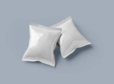 Render of a snack packaging bag with crimped edges on a light background Stock Illustration