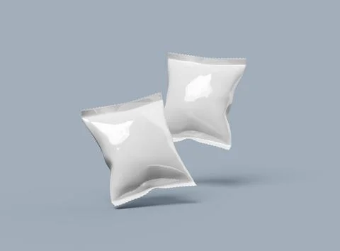 Render of a snack packaging bag with crimped edges on a light background Stock Illustration