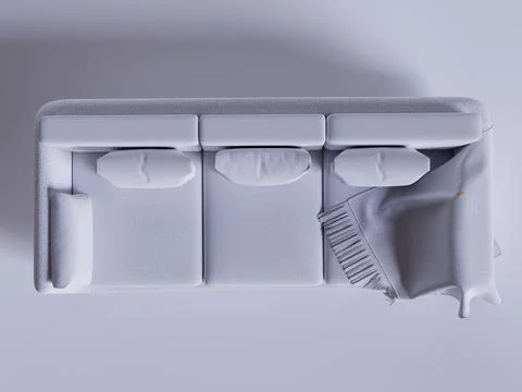 Render sofa from top view with a blanket Stock Illustration