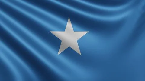 Render of the Somalia flag flutters in the wind close-up, the national flag of Stock Illustration