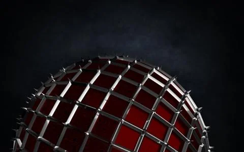 Render of sphere with tips ond the dark grunge background. イラスト素材