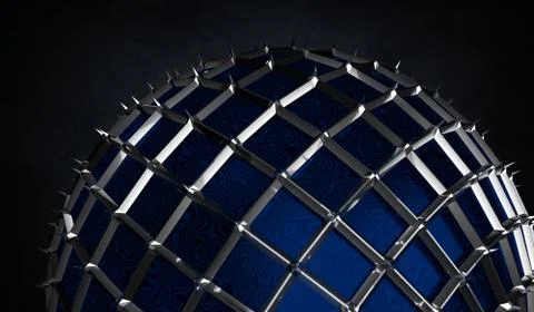 Render of sphere with tips ond the dark grunge background. イラスト素材