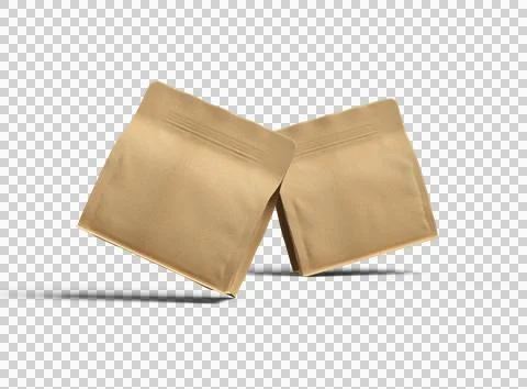 Render of a square paper doy-pack package with zipper on transparent background Stock Illustration