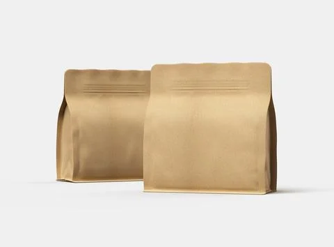 Render of a square paper doy-pack packaging with a zipper on a light background Stock Illustration