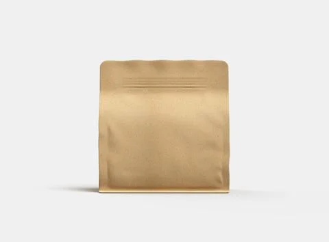 Render of a square paper doy-pack packaging with a zipper on a light background Stock Illustration