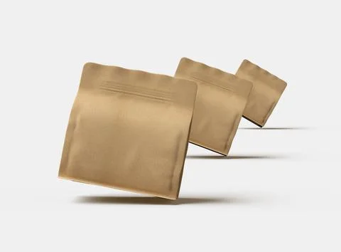 Render of a square paper doy-pack packaging with a zipper on a light background Stock Illustration