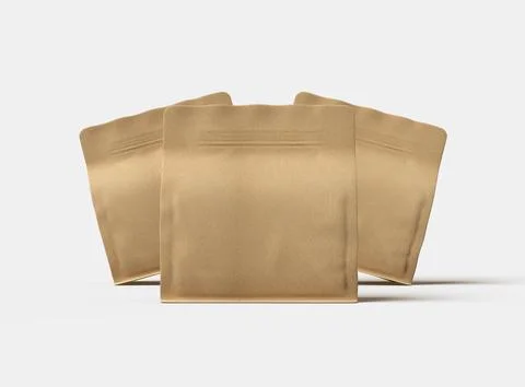 Render of a square paper doy-pack packaging with a zipper on a light background Stock Illustration