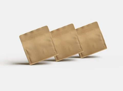 Render of a square paper doy-pack packaging with a zipper on a light background Stock Illustration