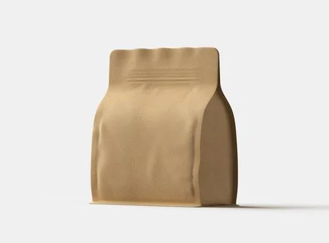 Render of a square paper doy-pack packaging with a zipper on a light background Stock Illustration