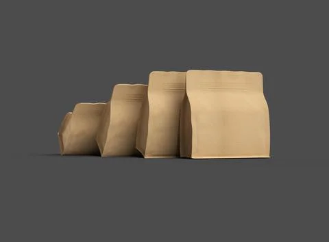 Render of a square paper doy-pack packaging with a zipper on a dark background Stock Illustration