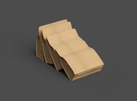 Render of a square paper doy-pack packaging with a zipper on a dark background Stock Illustration