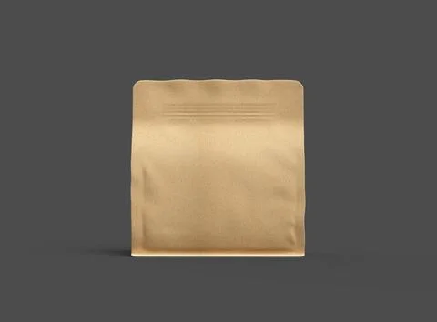 Render of a square paper doy-pack packaging with a zipper on a dark background Stock Illustration