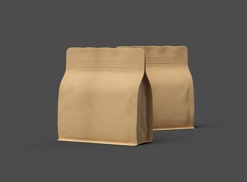 Render of a square paper doy-pack packaging with a zipper on a dark background Stock Illustration