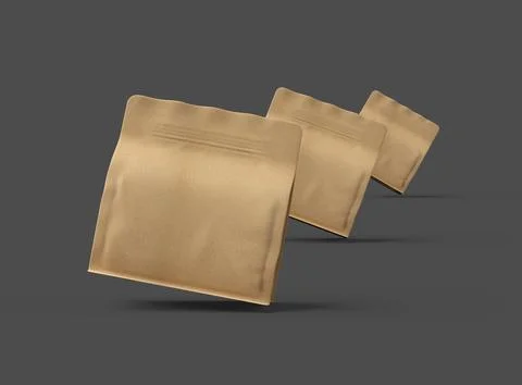 Render of a square paper doy-pack packaging with a zipper on a dark background Stock Illustration