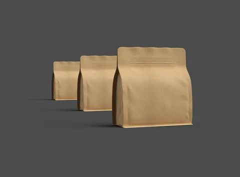Render of a square paper doy-pack packaging with a zipper on a dark background Stock Illustration