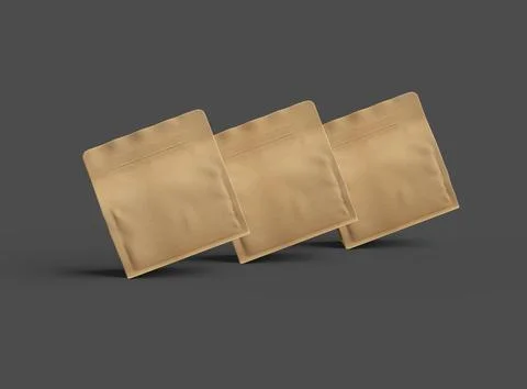 Render of a square paper doy-pack packaging with a zipper on a dark background Stock Illustration