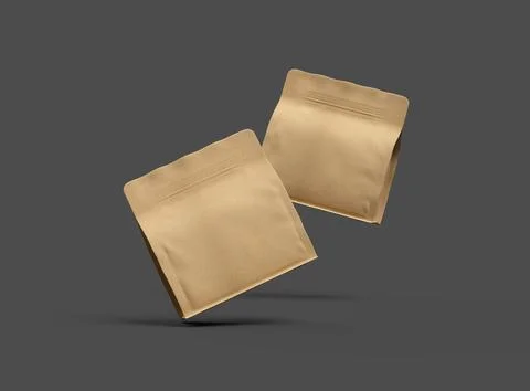 Render of a square paper doy-pack packaging with a zipper on a dark background Stock Illustration