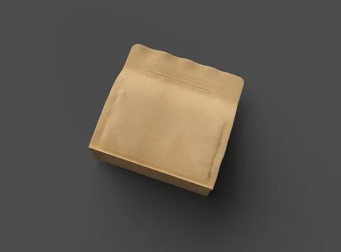 Render of a square paper doy-pack packaging with a zipper on a dark background Stock Illustration