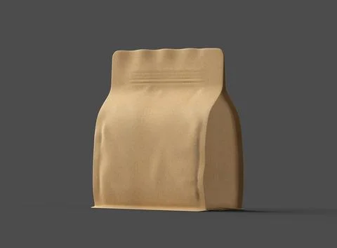 Render of a square paper doy-pack packaging with a zipper on a dark background Illustrazione stock